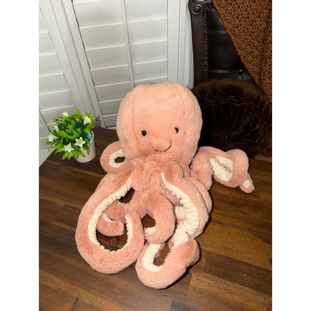 Jellycat London Odell Octopus Plush Stuffed Animal Pink Apricot 16-18"